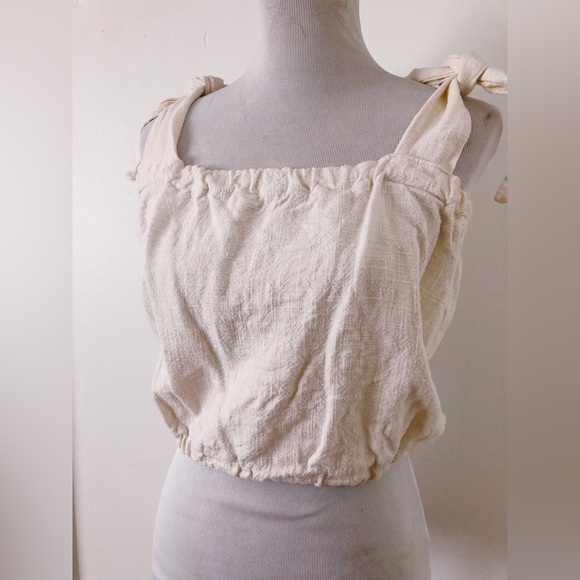 Handmade Vintage Linen Top with Tie Sleeves / Edwardian Style Camisole Top - Picture 6 of 7